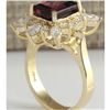 Image 3 : 4.43 CTW Natural Red Tourmaline And Diamond Ring 14K Solid Yellow Gold