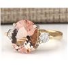 Image 2 : 5.99 CTW Natural Morganite And Diamond Ring In 18K Solid Yellow Gold