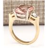 Image 3 : 5.99 CTW Natural Morganite And Diamond Ring In 18K Solid Yellow Gold