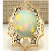 Image 1 : 8.92 CTW Natural Opal And Diamond Ring In 18K Yellow Gold