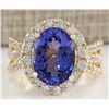 Image 1 : 7.18 CTW Natural Tanzanite And Diamond Ring 14K Solid Yellow Gold