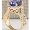Image 3 : 7.18 CTW Natural Tanzanite And Diamond Ring 14K Solid Yellow Gold
