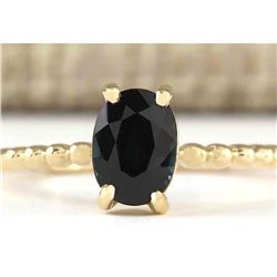 1.00 CTW Natural Blue Sapphire Ring 18K Solid Yellow Gold