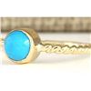 Image 2 : 1.00 CTW Natural Turquoise Ring In 18K Yellow Gold