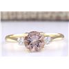 Image 1 : 1.20 CTW Natural Morganite And Diamond Ring In 18K Solid Yellow Gold