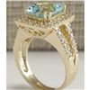 Image 3 : 4.13 CTW Natural Aquamarine And Diamond Ring In 18K Solid Yellow Gold
