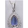 Image 2 : 3.85 CTW Natural Tanzanite And Diamond Pendant In 14K Solid White Gold