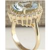 Image 3 : 7.61 CTW Natural Aquamarine And Diamond Ring In 18K Solid Yellow Gold