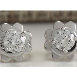 0.30CTW Natural Diamond Earrings 14K Solid White Gold