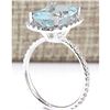 Image 3 : 4.30 CTW Natural Aquamarine And Diamond Ring In 14k Solid White Gold