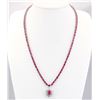 Image 4 : 28.04 CTW Natural Ruby And Diamond Necklace In 14k White Gold