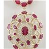 Image 1 : 48.75 CTW Natural African Ruby And Diamond Necklace In 14K Yellow Gold