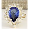 Image 1 : 4.73 CTW Natural Blue Tanzanite And Diamond Ring 18K Yellow Gold