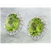 Image 2 : 4.72 CTW Peridot 18K White Gold Diamond Earrings