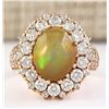 Image 1 : 5.19 CTW Natural Opal And Diamond Ring In18K Rose Gold