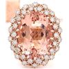 Image 1 : 17.28 CTW Natural Morganite 18K Solid Rose Gold Diamond Ring