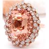 Image 2 : 17.28 CTW Natural Morganite 18K Solid Rose Gold Diamond Ring