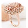 Image 4 : 17.28 CTW Natural Morganite 18K Solid Rose Gold Diamond Ring