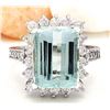 Image 1 : 7.43 CTW Natural Aquamarine 14K Solid White Gold Diamond Ring