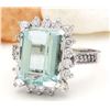 Image 2 : 7.43 CTW Natural Aquamarine 14K Solid White Gold Diamond Ring