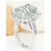 Image 4 : 7.43 CTW Natural Aquamarine 14K Solid White Gold Diamond Ring