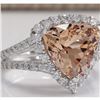 Image 2 : 5.27 CTW Natural Peach Morganite And Diamond Ring In 18K Solid White Gold