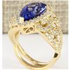 Image 3 : 6.75 CTW Natural Blue Tanzanite And Diamond Ring 14k Solid Yellow Gold