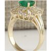 Image 3 : 2.31 CTW Natural Emerald And Diamond Ring 18K Solid Yellow Gold