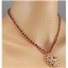 Image 4 : 48.75 CTW Natural African Ruby And Diamond Necklace In 18K Yellow Gold