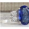 Image 2 : 5.11 CTW Natural Tanzanite And Diamond Ring In 18K White Gold