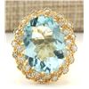 Image 1 : 10.28 CTW Natural Aquamarine And Diamond Ring In 18K Yellow Gold