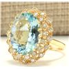 Image 2 : 10.28 CTW Natural Aquamarine And Diamond Ring In 18K Yellow Gold