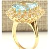 Image 3 : 10.28 CTW Natural Aquamarine And Diamond Ring In 18K Yellow Gold