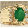 Image 2 : 2.87 CTW Natural Emerald And Diamond Ring In 18K Yellow Gold