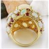 Image 4 : 17.17 CTW Natural Opal, Ruby 18K Solid Yellow Gold Diamond Ring