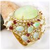 Image 5 : 17.17 CTW Natural Opal, Ruby 18K Solid Yellow Gold Diamond Ring