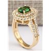 Image 3 : 2.25 CTW Natural Tsavorite And Diamond Ring In 14k Yellow Gold