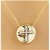 Image 1 : 0.18 CTW Diamond 18K Yellow Gold Cross Medallion Pendant Necklace