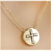 Image 2 : 0.18 CTW Diamond 18K Yellow Gold Cross Medallion Pendant Necklace