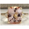 Image 1 : 4.86 CTW Natural Morganite And Diamond Ring 18K Solid Yellow Gold