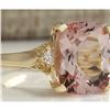 Image 2 : 4.86 CTW Natural Morganite And Diamond Ring 18K Solid Yellow Gold