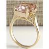 Image 3 : 4.86 CTW Natural Morganite And Diamond Ring 18K Solid Yellow Gold