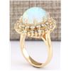 Image 3 : 7.20 CTW Natural Opal And Diamond Ring In 18K Yellow Gold