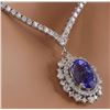 Image 2 : 10.28 CTW Natural Tanzanite 18K Solid White Gold Diamond Necklace