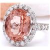 Image 2 : 13.50 CTW Natural Morganite 18K Solid White Gold Diamond Ring