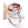 Image 4 : 13.50 CTW Natural Morganite 18K Solid White Gold Diamond Ring