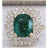 Image 1 : 5.27 CTW Natural Emerald And Diamond Ring 18K Solid Yellow Gold