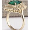 Image 4 : 5.27 CTW Natural Emerald And Diamond Ring 18K Solid Yellow Gold