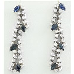 3.20 CTW Sapphire 18K White Gold Diamond earrings