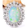Image 1 : 4.20 CTW Natural Opal 18K Solid White Gold Diamond Ring